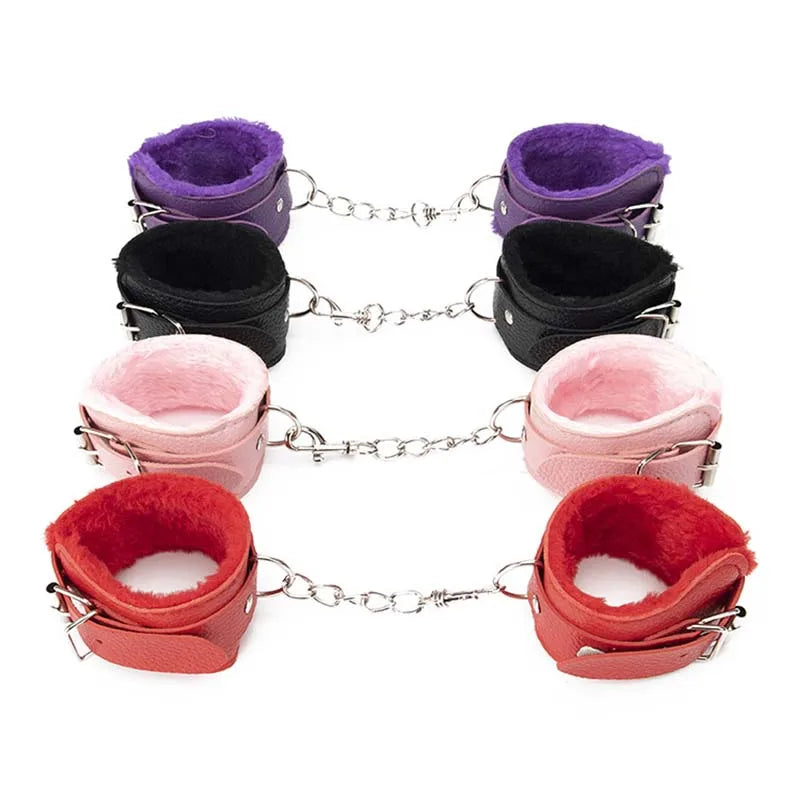 BDSM Sexy Bondage Handcuffs Ankle Cuffs Adjustable With Adult Game Erotic Sex Toy for Women Couples Pink Black Red