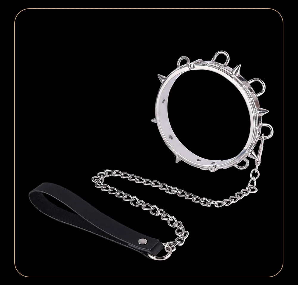 SHAZ Thick Heavy Collar Neck Sleeve Lockable Slave Dog Hentai Stainless Choker BDSM Accessories Adult Game Sex Toy Men Women 18+