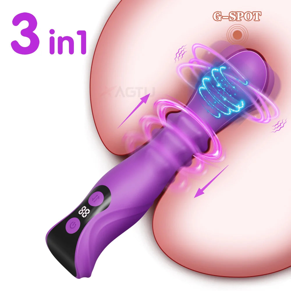 Sex Toys Telescopic Swing Vibrator for Women 3 in 1 Clitoris G Spot Stimulator Thrusting Beads Dildo for Female Adult Toys 18+