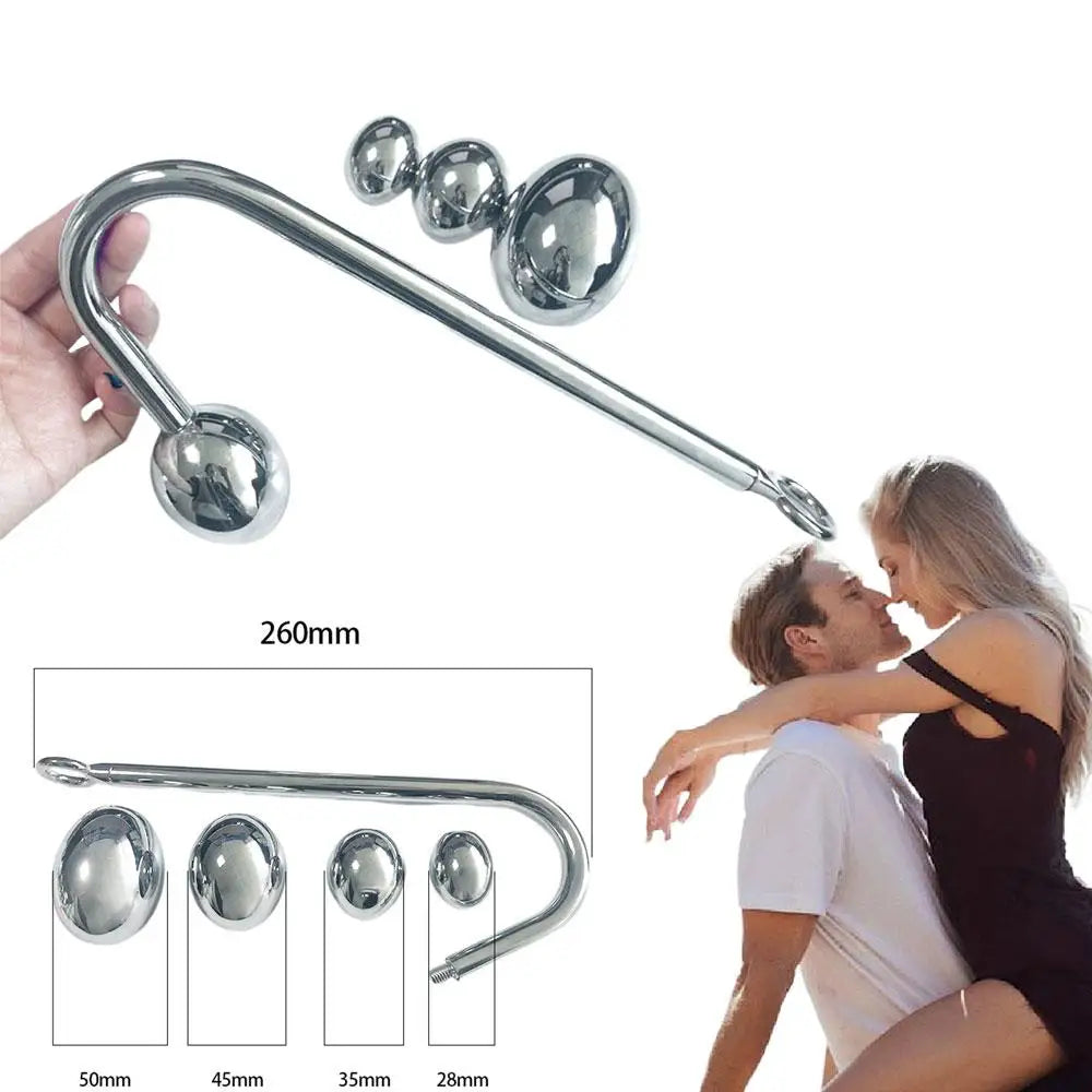 Stainless Steel Anal Hook Anus balls Metal Anal Dilator Butt Plug Big Anal Beads prostate massager insert Anal sex toy for Adult