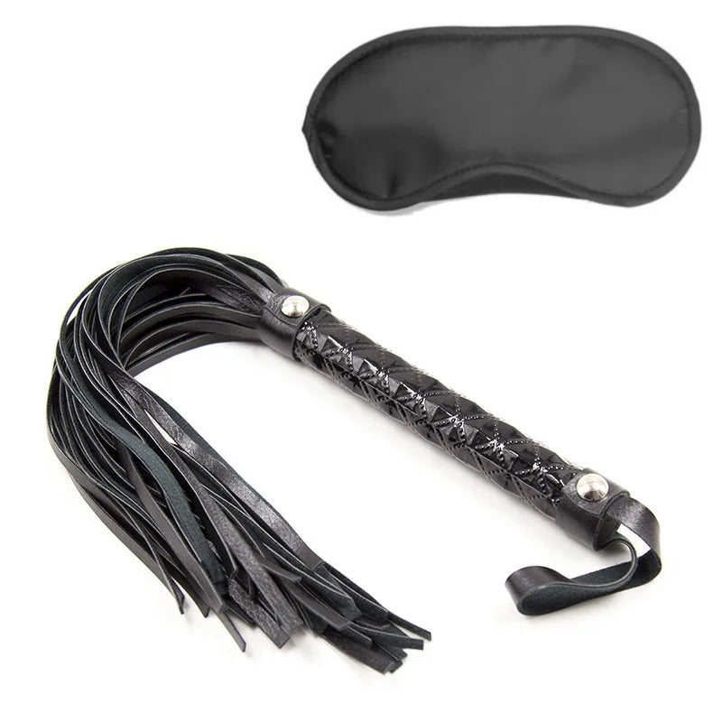 BDSM Kits Slave Whip With Diamond Pattern Handle Lash Flogger Spanking Adult Products Blindfold Sex Toys For Women Erotic Games