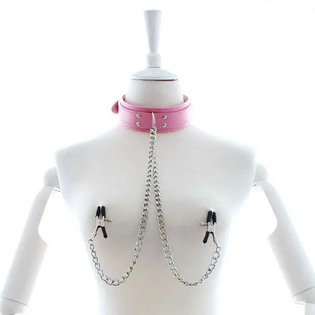 Bdsm Bondage Choker Collar with Nipple Clamp Breast Clip Chain Fetish Slaves Flirt Adult Games Erotic Tools Sex Toys for Couples