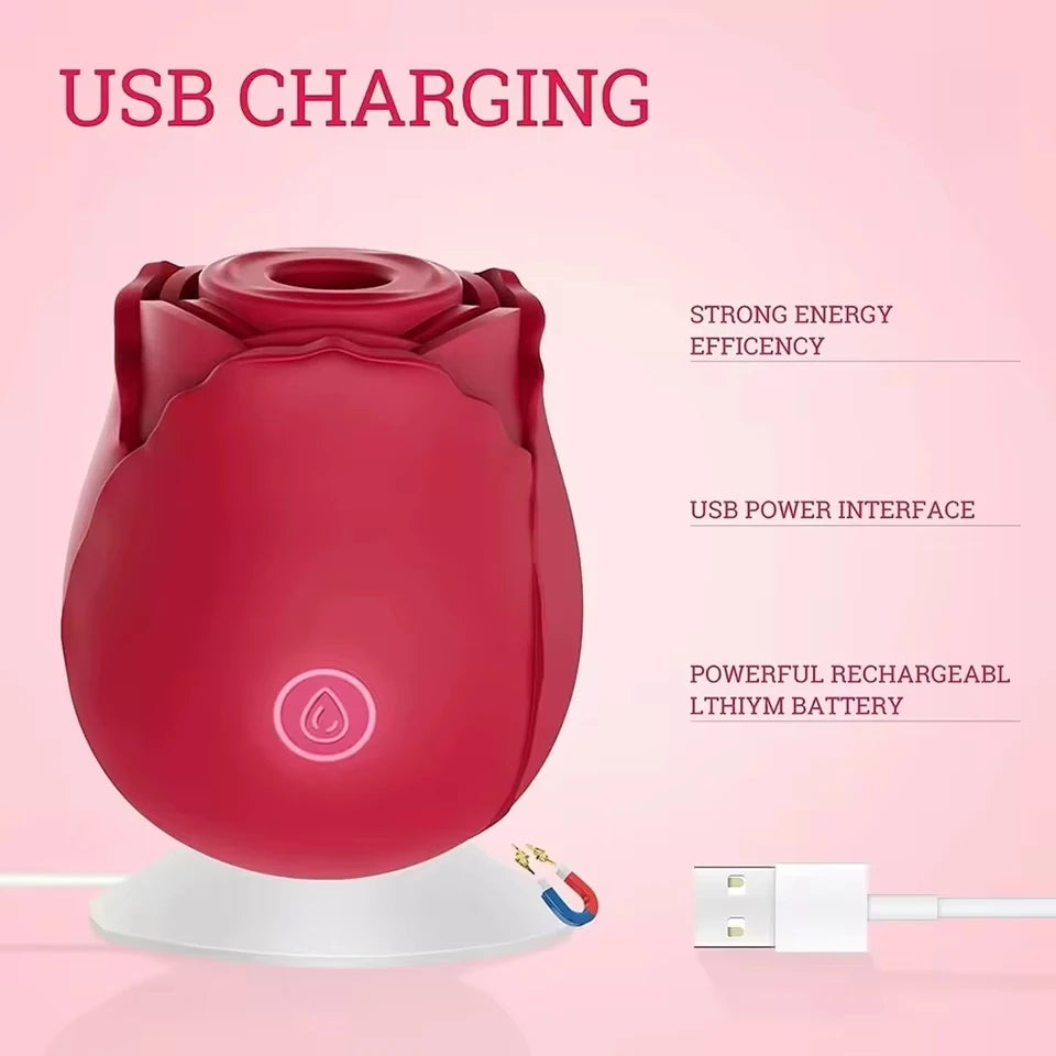Rose Dildo Vibrator Sex Toys for Women - Sucking Vibrating Clitoral Nipple Stimulator G-Spot Massager for Couples Adult Sex Game