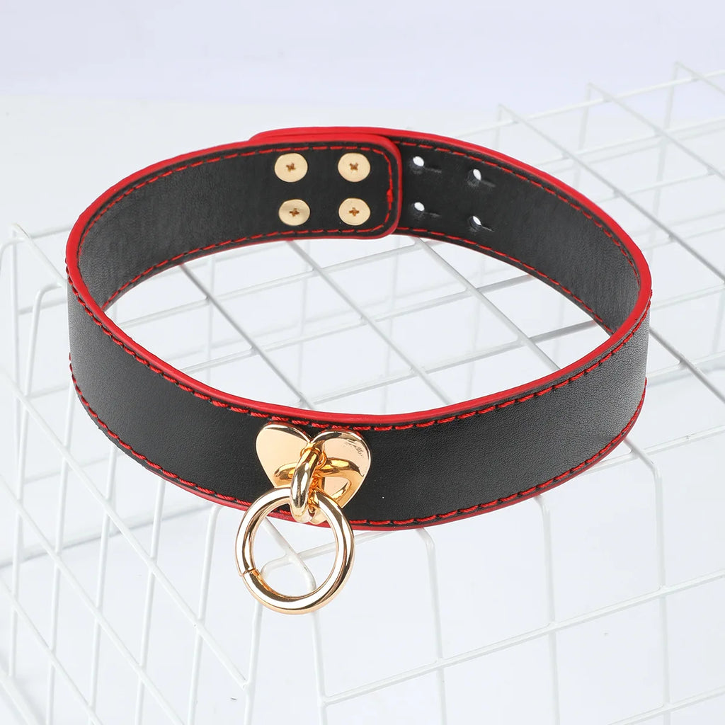 Sex toys Adult adult sex toy black red leather collar fetish couple punishment restraint training neck cover