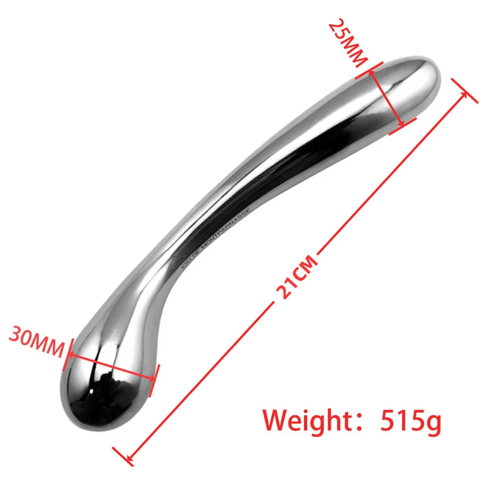 Women Heavy Stainless Steel Double Fake Dildo G Spot Wand Anal Beads Butt Plug Metal Prostate Massager Vaginal Female Sex Toy