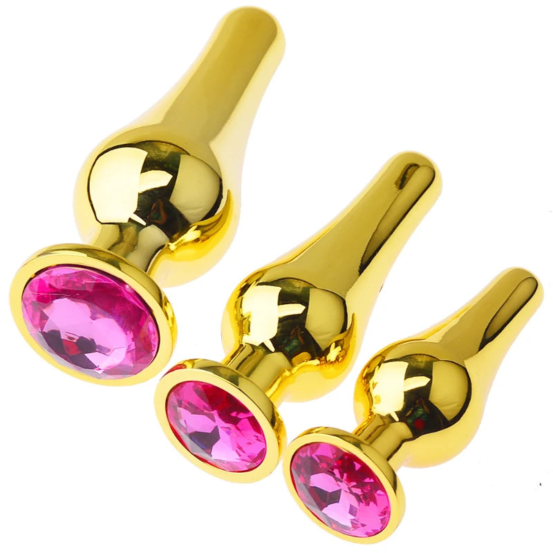 Smooth Stainless Steel Anal Plug Jeweled Butt Plug for Beginner G-spot Massager Sex Toys Dildo for Female Male Anal Beads S/M/L