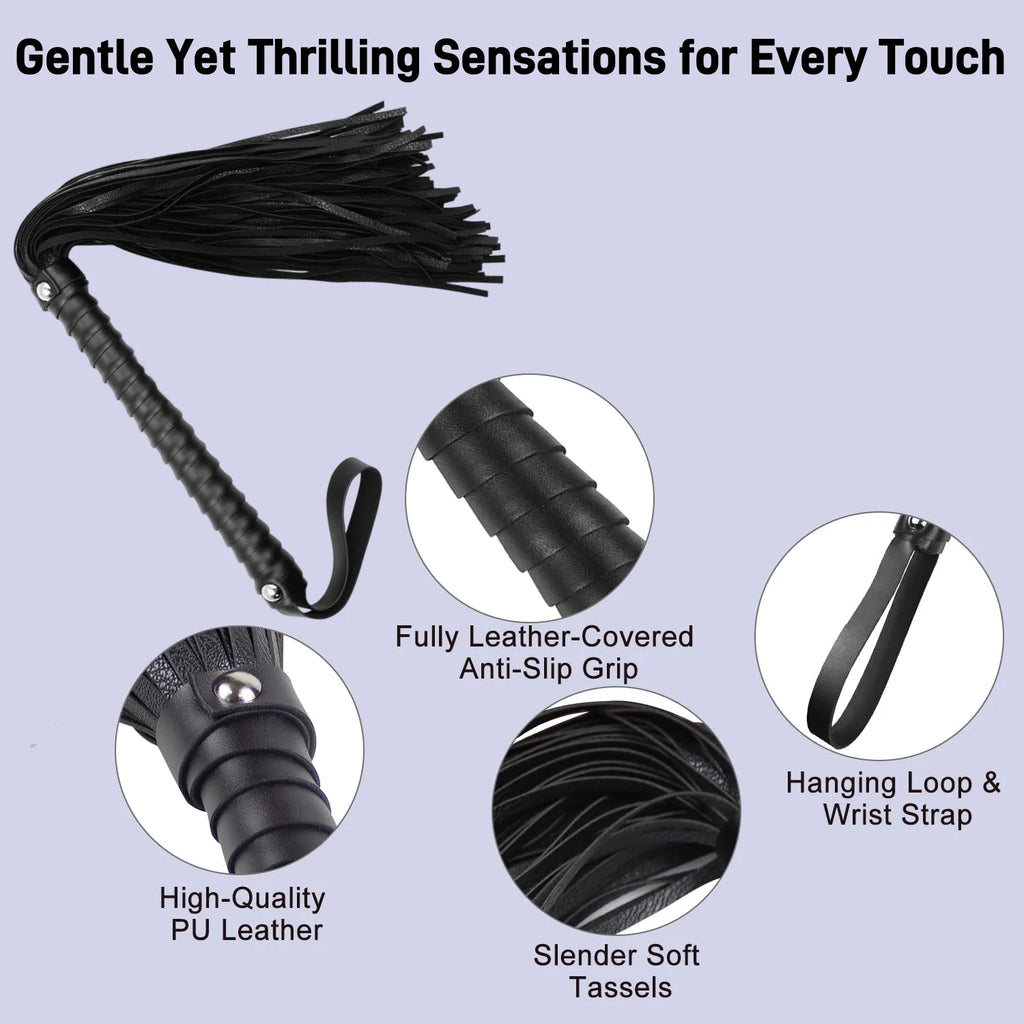 Premium BDSM Leather Bonddage, SM Spanking Paddle Whip, Flogger Adult Play, BDSM Set Soft and Durable, Roleplay Adult Toys
