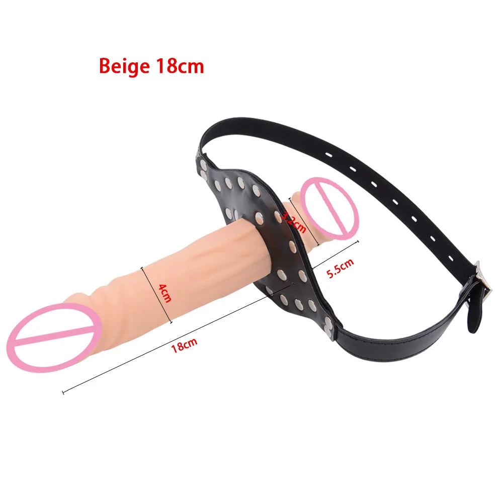 BDSM Strap on Penis Mouth Gag Double Dildos Bandage Adult Games Strapon Lesbian Sex Toys for Husband and Wife Sex Products