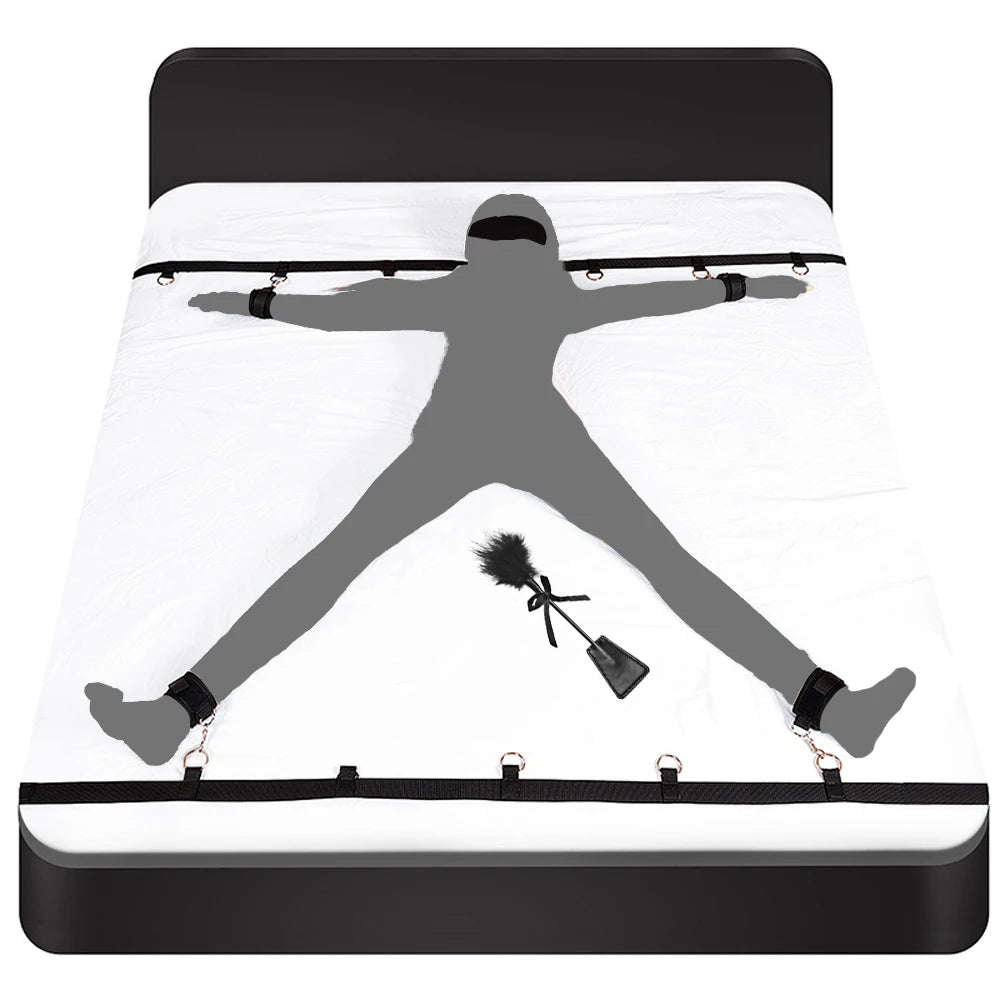 BDSM Adult Sex Toy Kits Sets for Sexy Games Bondage Mask Set Feather Handcuffs Ankle Cuff Restraints for Couple Sexual Aids ﻿18+