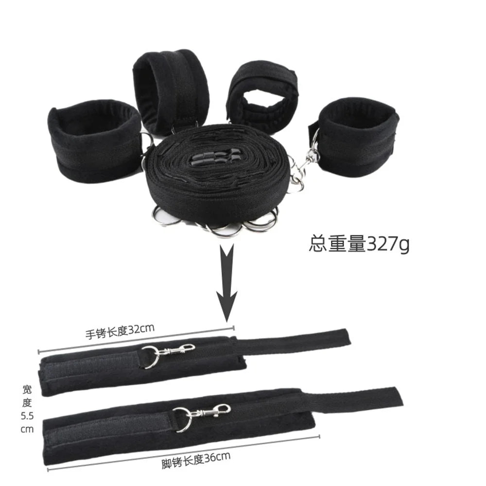 BDSM Set Toy Sex Handcuffs for Couple Adult Kit Bdsm Whip Anal Plug Vibrator Blindfold Strapon Bed Bondage Sexual Handcuffs Sexy