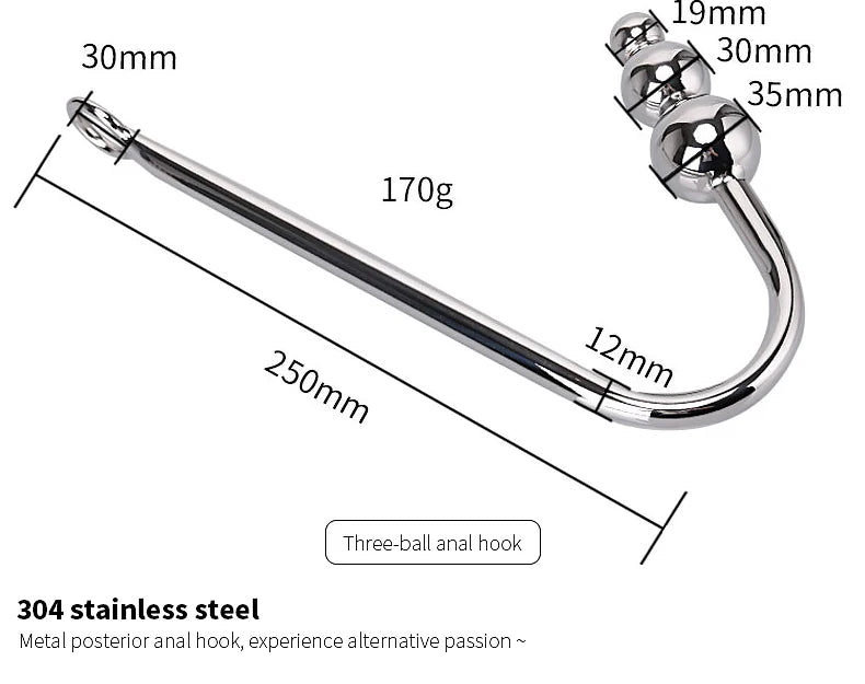 Stainless Steel Anal Hook With Anal Beads Hole Anal Hook Metal Butt Plug Anal Sex Toys Adult Product No Vibrator For Men Gay