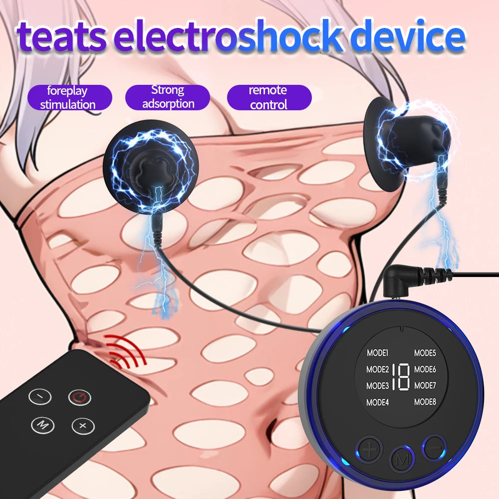 BDSM Electrode Breast Clip Nipple Toy for Women Men Couple Electric Shock Foreplay Flirting Medical Themed Sex Toys for Pleasure