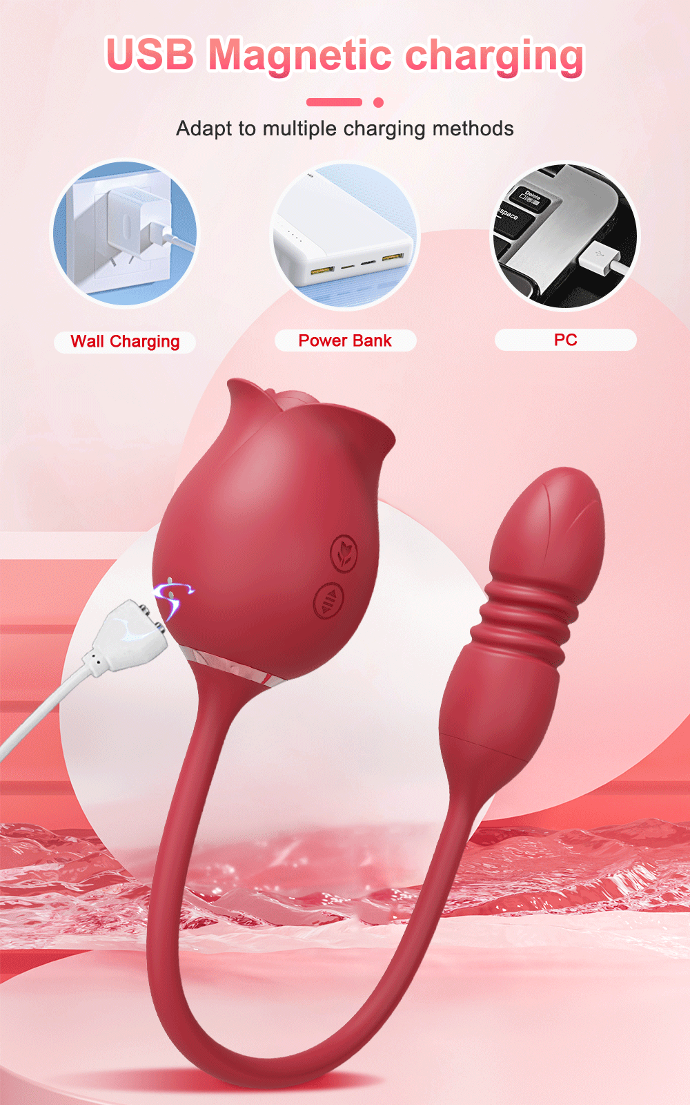 Sexy Adult Female Rose-Sucking Dildo Vibrator for Women Nipple Clit Stimulator Vibrating Penetration Vagina Vibrator Sex Toys 18