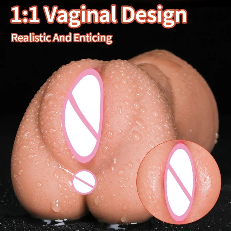 3-in-1 Male Masturbator - Deep Throat + Artificial Real Pussy + Realistic Rubber Vagina, Oral Blowjob Toy