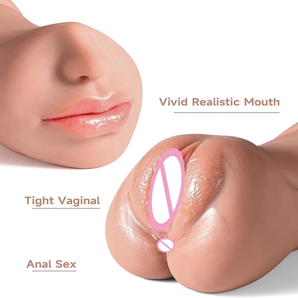 3 IN 1 Sex Toys Masturbation For Men Deep Throat Artificial Real Pussy Oral Male MasturbatorBlowjob Realistic Rubber Vagina