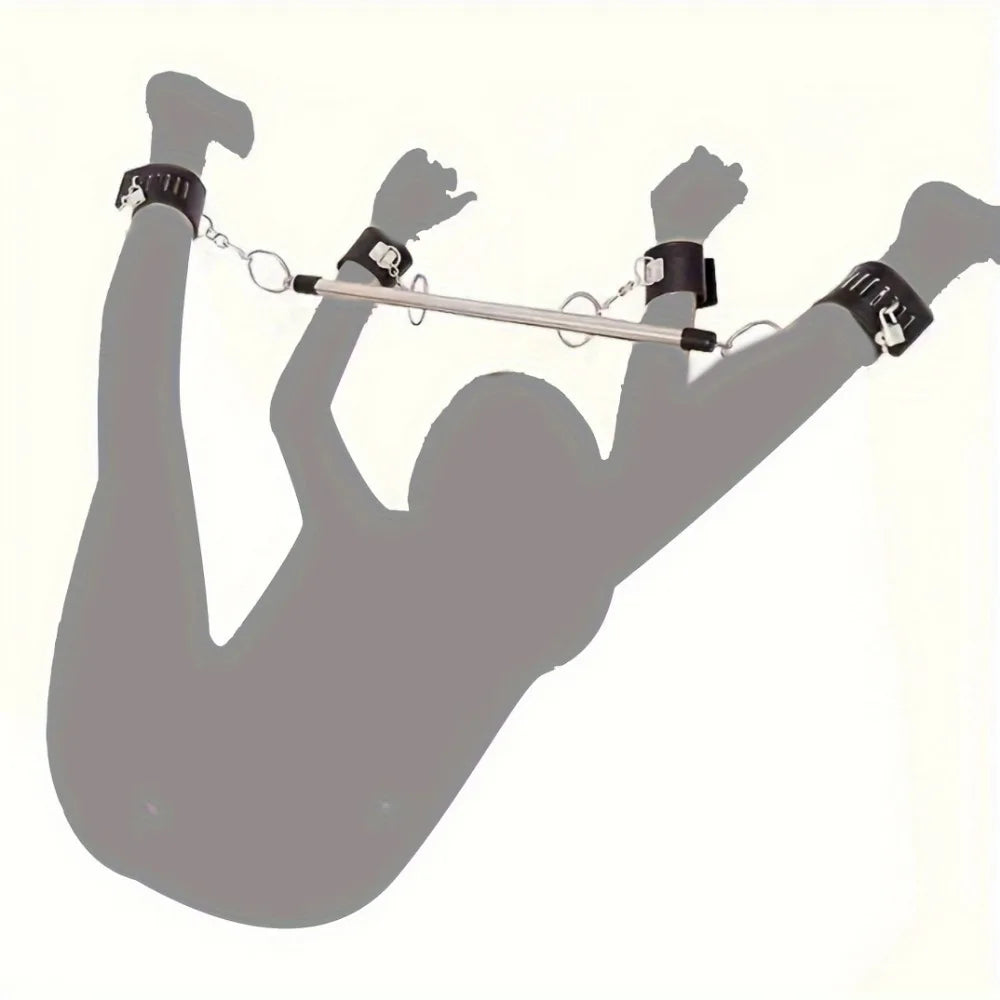 Stainless Steel BDSM Bondage Locking Kneeling Frame Handcuffs Collar Set Dildo Anal Plug Dog Slave Sex Toy Tool For Men Gay