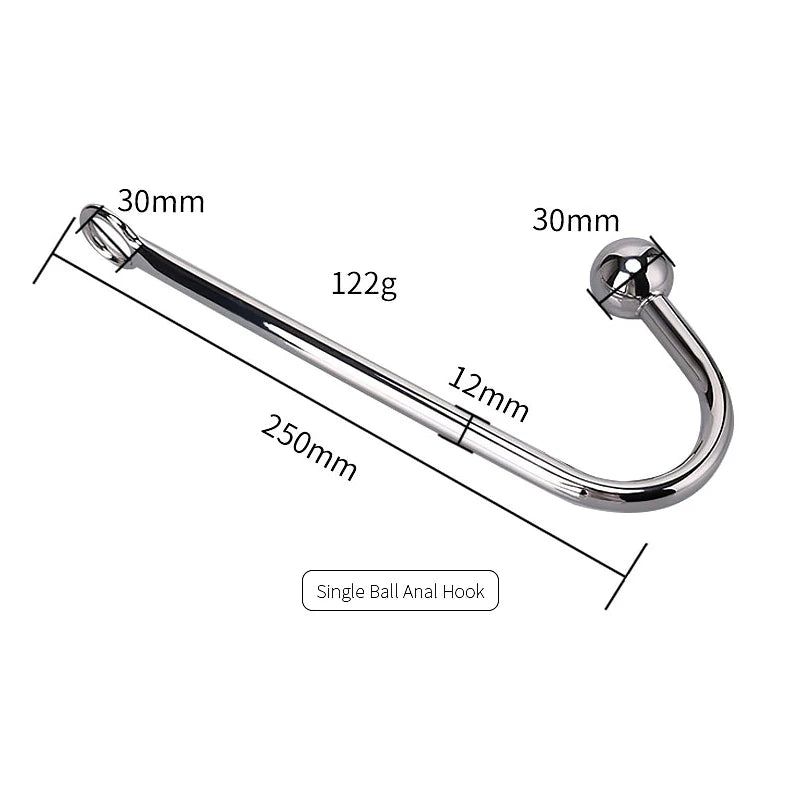Stainless Steel Anal Hook with Anal Beads Hole Anal Hook Metal Butt Plug Anal Sex Toys Adult Product No Vibrator for men gay