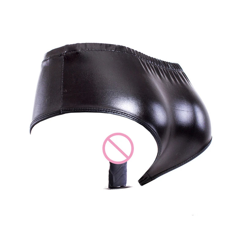 Silicone Anal Plug Dildo PU Leather Penis Panties Strap On Dildo Underwear Masturbation Chastity Panties Sex Toys No Vibrate