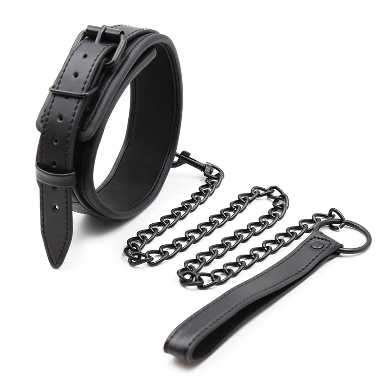 Bdsm Collar Leather Iron Chain Link Bdsm Slave Collars Bondage Collar Bdsm Sex Toys For Women Couples Adults Sexy Toys Sex Shop