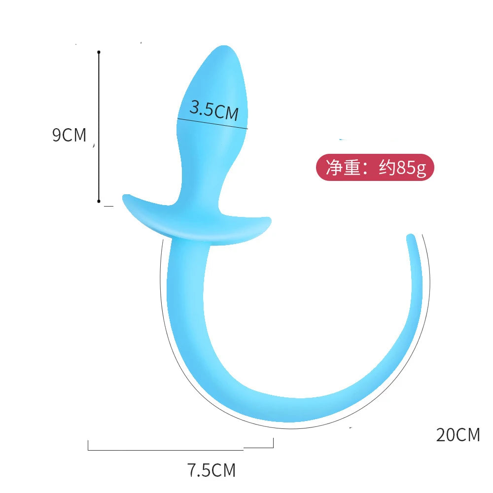 Factory Sales Silicone Dog Tail Luminous Anal Plug Puppy Play Anal Accessories G-Spot Prostate Massage Butt Plug Fetish Sex Toys