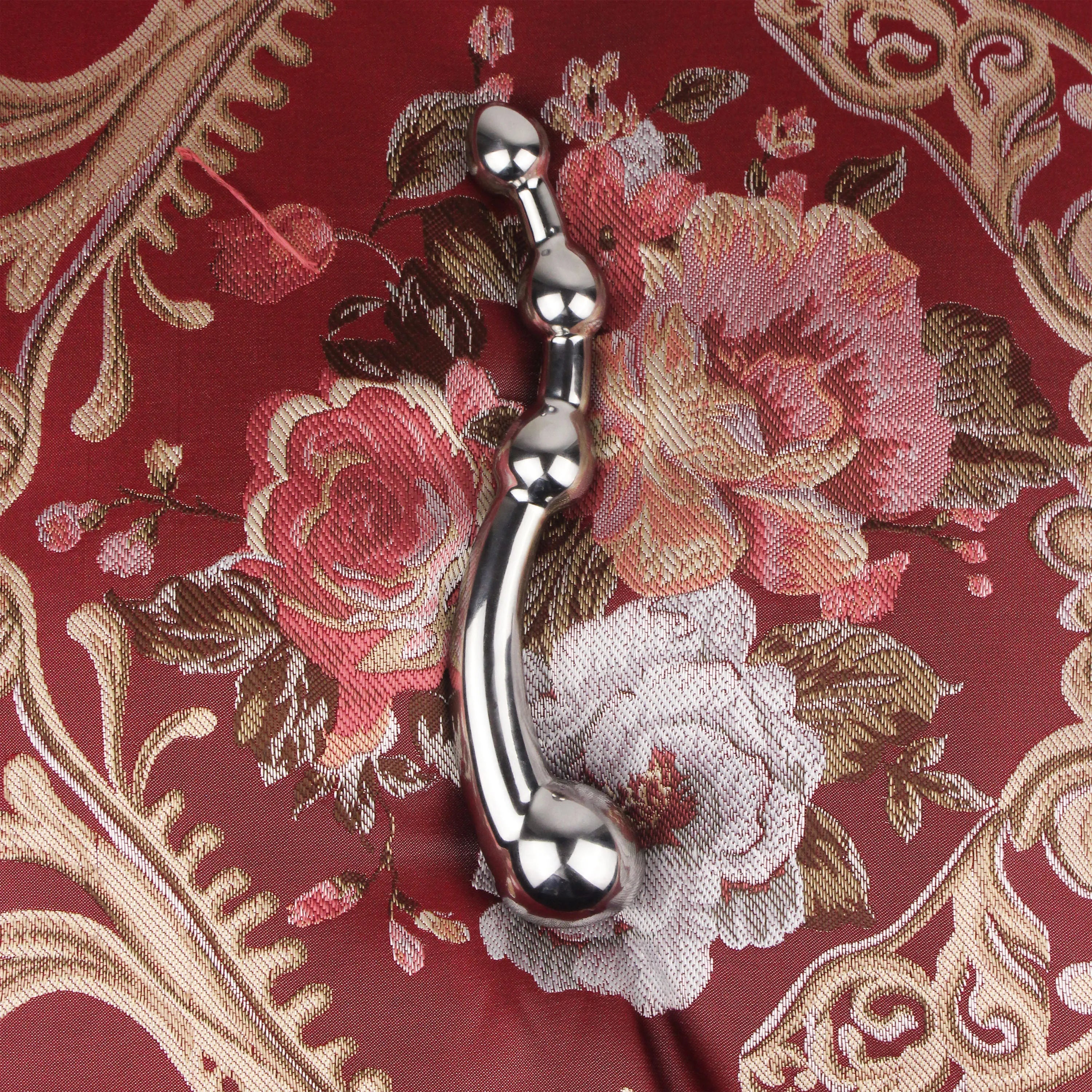 22cm Heavy Stainless Steel Double Heads Dildo Butt Plug G Spot Masturbators Wand Anal Beads Vaginal Stimulation Couple Sex Toys