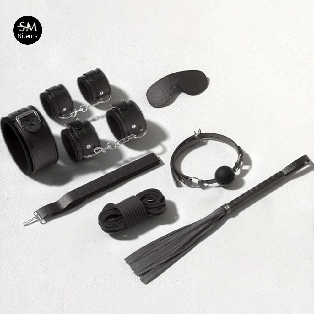 Bdsm Bondage Set Restraint Adult Game Handcuff Neck Collar Wrist Mouth Gag Strap Fetish SM Sex Toys for Woman Couples Product