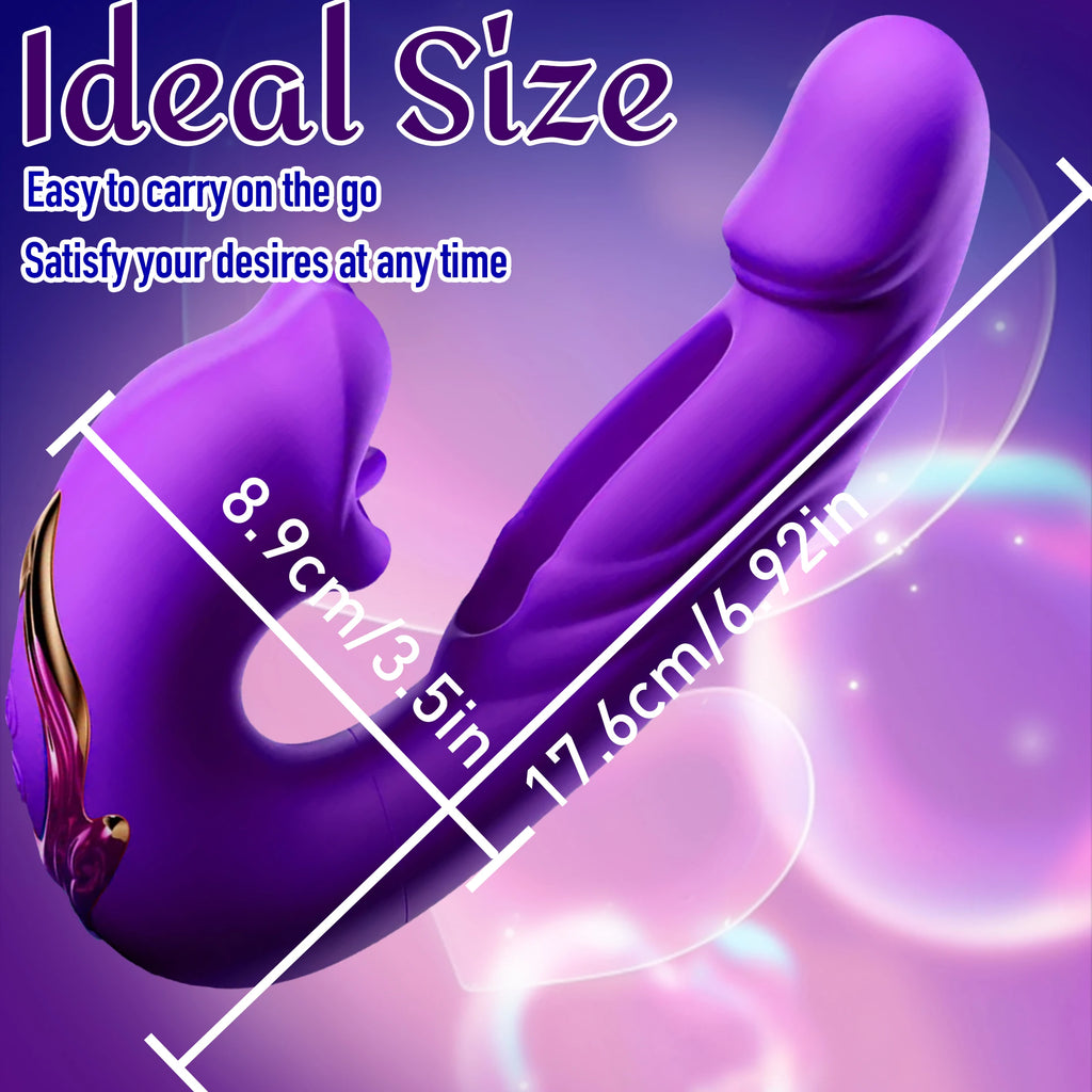 Adult Toy 4-in-1 Vibrating Massager Multiple Frequencies Stimulates G-Spot Sucks Clitoris Suitable for Couples' Oral Sex