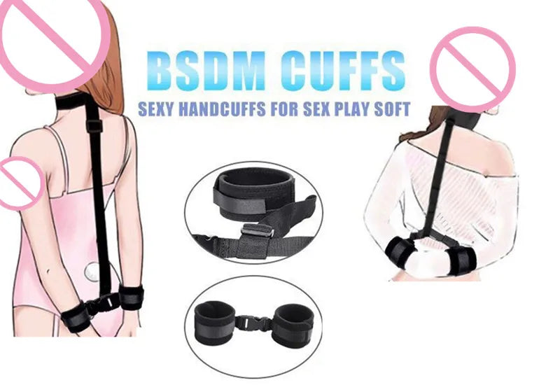 BDSM Bondage Erotic Products Plush Backhand Collar Restraint Strap Female Flirting Sexual Slave Adult Games Sex Toys for Couples