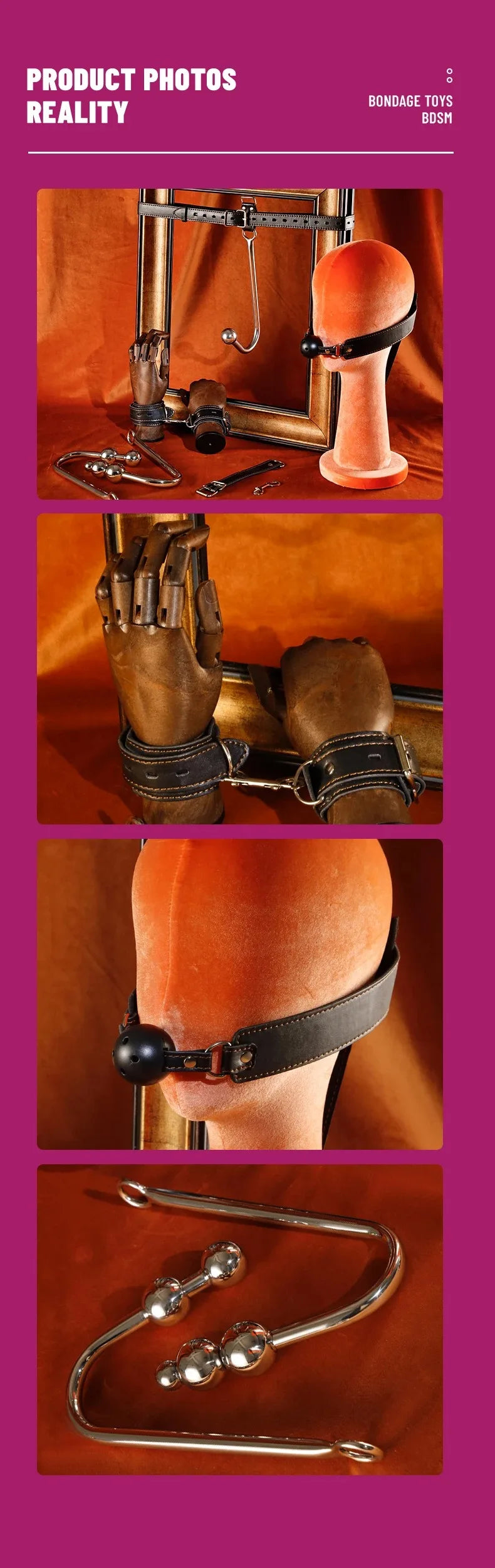 BDSM Sex Toys Adjustable Size Leather Collar Neck Bondage Kit Anal Hook Metal Butt Plug MAdult Games Couple Flirt Sex Toys