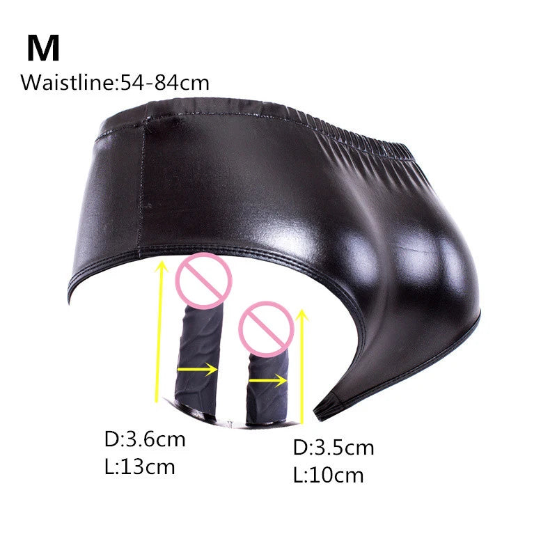 Silicone Anal Plug Dildo PU Leather Penis Panties Strap On Dildo Underwear Masturbation Chastity Panties Sex Toys No Vibrate