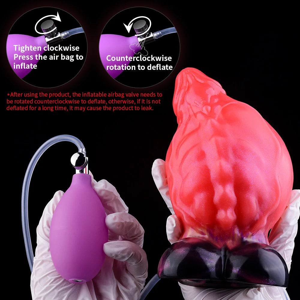 NNSX Squirting Silicone Dog Dildo Inflatable Dick Fantasy Fishbone Pattern Butt Plug Anal Sex Toys For Women Sexy Adult Supplies
