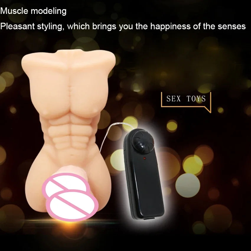 Soft Skin Realistic Penis Sexy Female Vibrating Masturbator Dildo Male Torso Sexsual Love Doll Sex Toys for Women Men 18 Adult