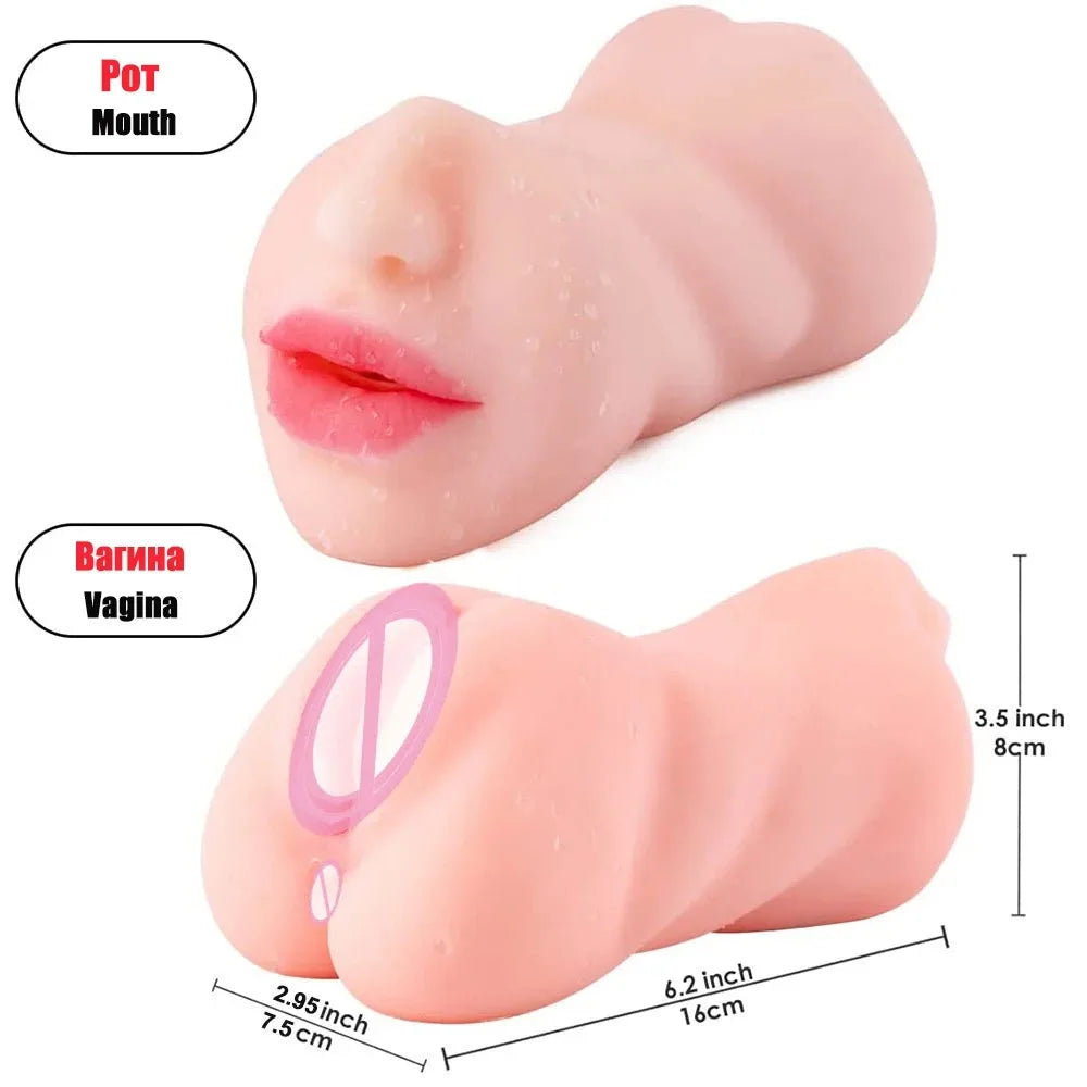 2-in-1 Sex Toys Masturbation For Men Deep Throat Artificial Real Pussy Oral Male Masturbator Blowjob Realistic Rubber Vagina