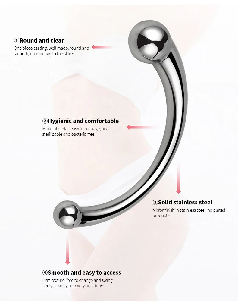 Metal Anal Plug Double Ended Stainless Steel G Spot Wand Butt Plug Prostate Massage Anal Dildo Plug Adult Sex Toys for Men Women