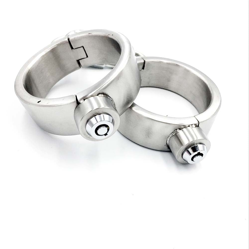 Stainless Steel Bondage Handcuffs Shackles Neck Collar Restraint Wrist Lock BDSM with Chain Set Adult Game Sex Toys for Couple