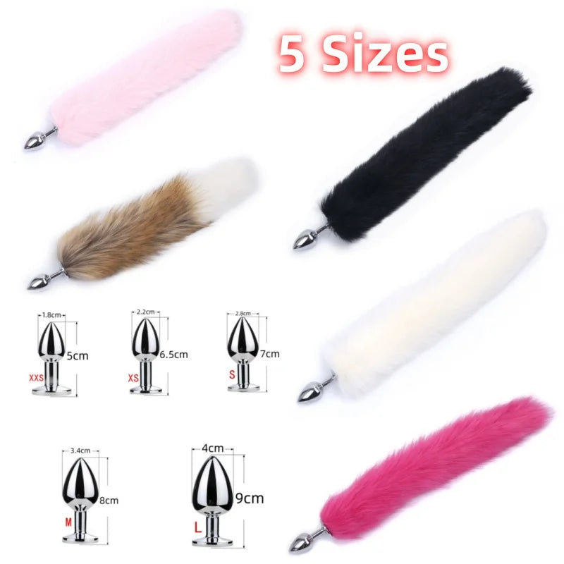 Adult Games Sex Toys XXS/XS/S/M/L Metal Anal Plug Ass Fox Tail Women Gay Erotic Bdsm Fetish Butt Extender Dilator Role Play