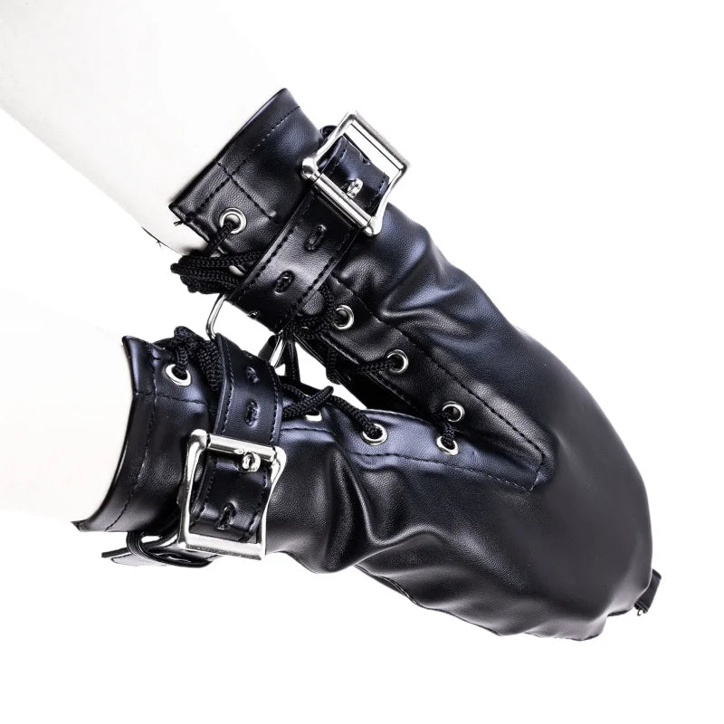 Unisex Leather Bondage Bracelets Set with Adjustable BDSM Handcuffs Dual Feet Cuffs for Couple Role Play Shame Sex Toys