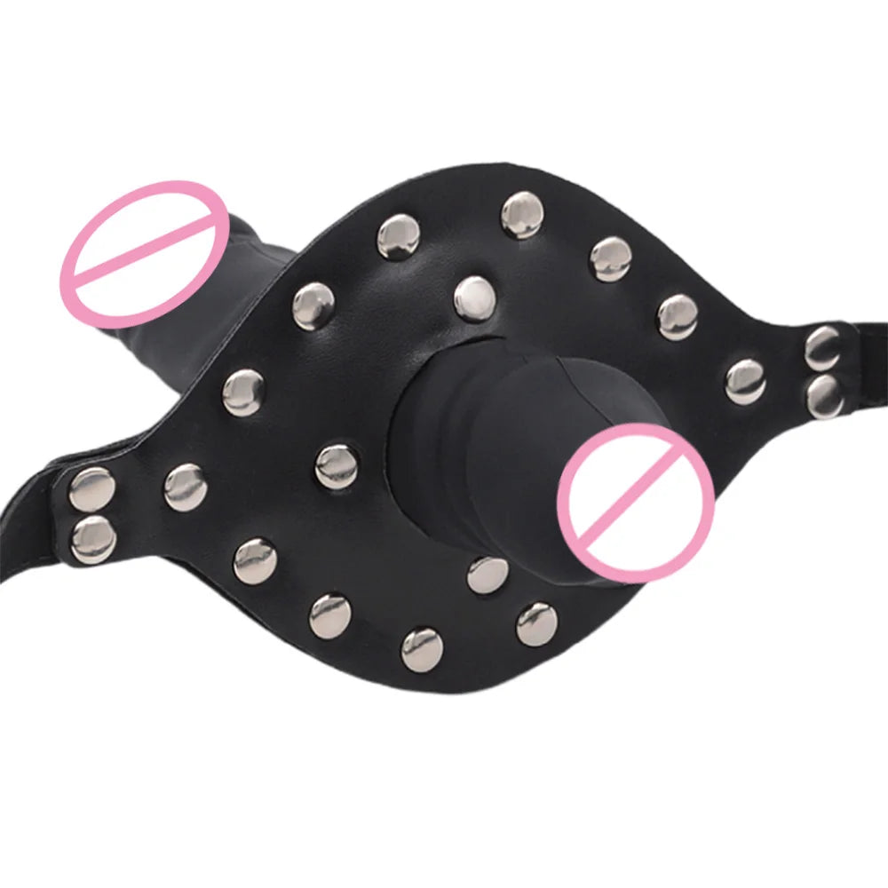 BDSM Strap on Penis Mouth Gag Double Dildos Bandage Adult Games Strapon Lesbian Sex Toys for Husband and Wife Sex Products