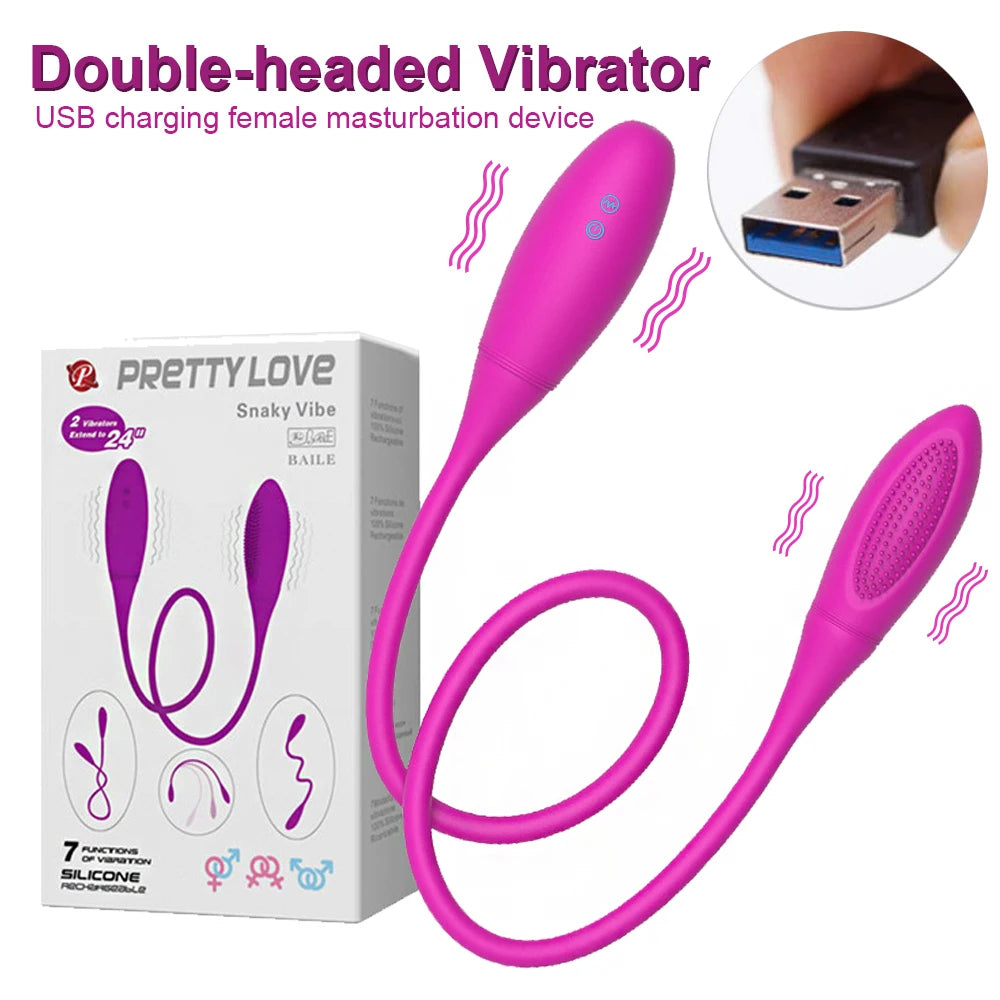 Double-headed Sex Toys for Women Vagina Clitoris Stimulate Vibrator Couple Resonance Masturbator Adult Toys Female Erotic Sextoy