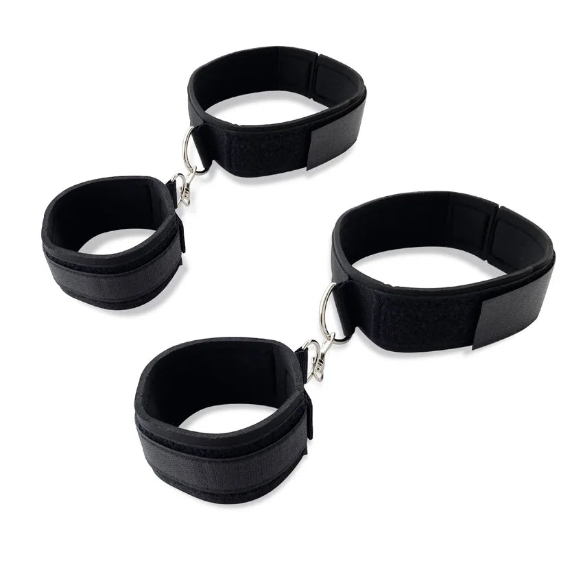 BDSM Sexy Bondage With Handcuffs Ankle Cuffs Adjustable Straps Breast Clip Oral Plug Adult Game Erotic Sex Toy for Women Couples