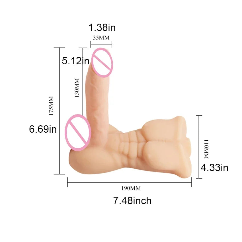 Soft Skin Realistic Penis Sexy Female Vibrating Masturbator Dildo Male Torso Sexsual Love Doll Sex Toys for Women Men 18 Adult
