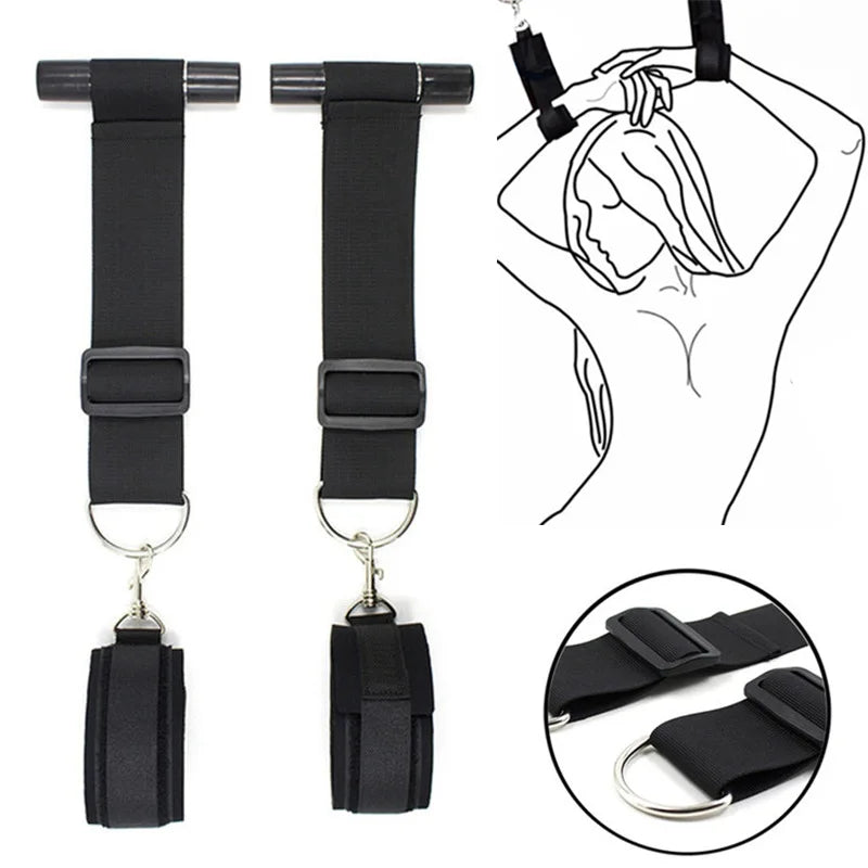 BDSM Harness Adjustable Handcuffs Hanging On Door Sex Bondage Restraints Flirting Sex Toys For Woman Bondage Gear Adult Sex Shop