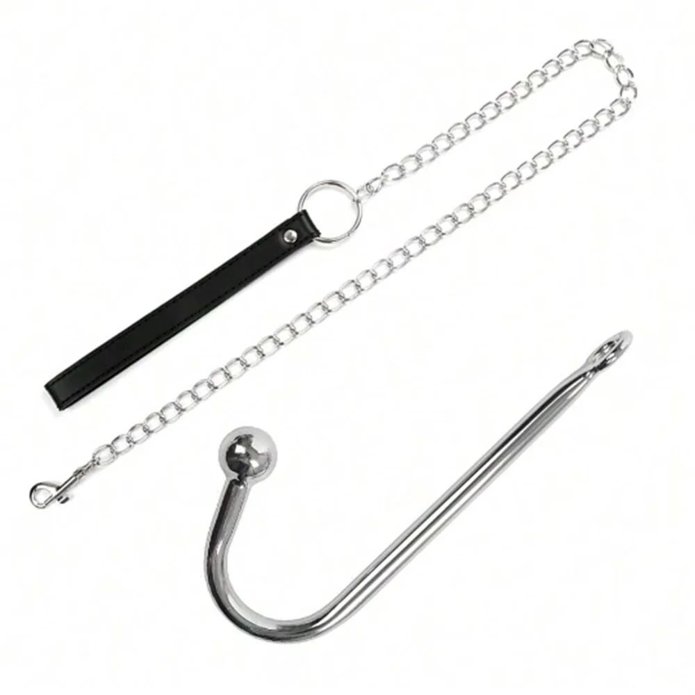 2PCS Stainless Steel Anal Hook Long Chain Leash Sexy Sex Tools Butt Anal Plug SM Games Exotic Accessories Training Domination To