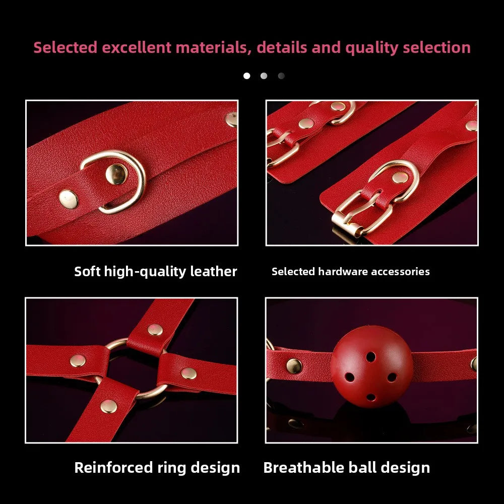 BDSM Bondage Restraints Electric Shock Set Mouth Gag Handcuffs Ankle Cuffs Collar Eyepatch Whip Bondage Ties Kits SexToy