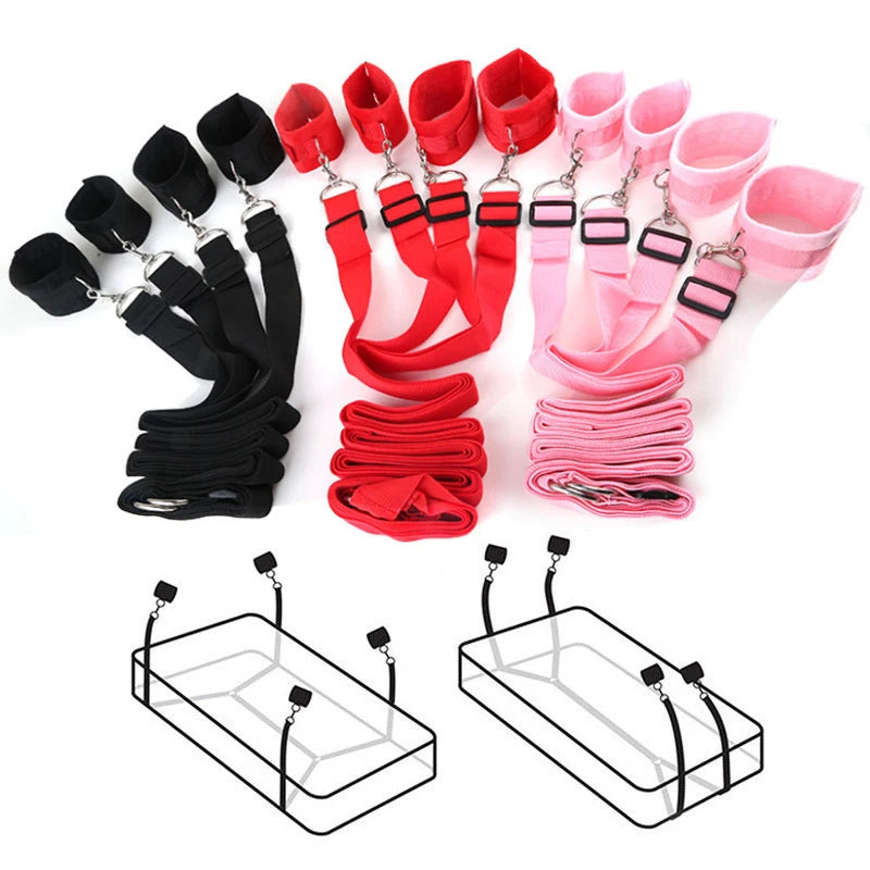 BDSM Bed Strap Bondage Binding On The Bed Binding Adult Sex Toys Sex Bondage Belt Bed Flirting Handcuffs Footcuffs Self Bondage