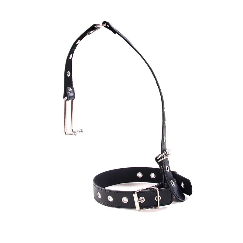 Bdsm Slave Metal Nose Hook,Oral Fixation Fetish Open Mouth Bite Gag with Nose Clip,SM Leather Head Bondage Harness Strap Sex Toy