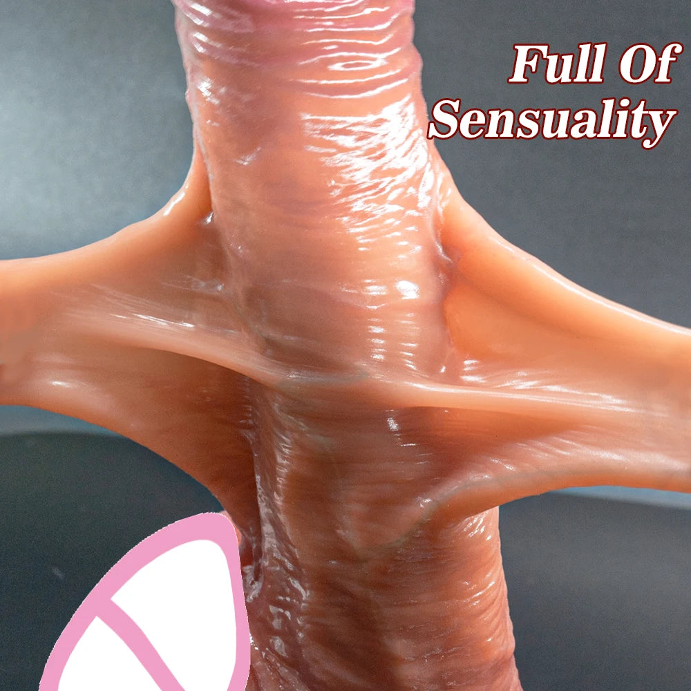 Realistic Dildos for Women Skin Sliding Foreskin Testicles Dildo Anal Vaginal Stimulation Strapon Big Penis Sex Toys for Woman