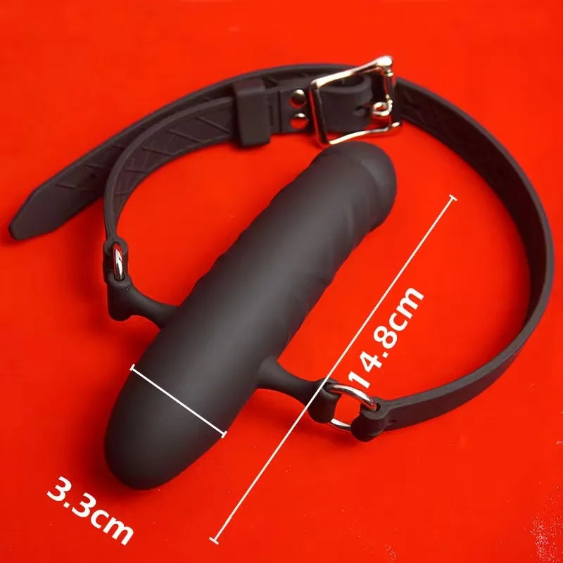 BDSM Silicone Drooling Dildo Gag,Double Ended Penis Mouth Gags Bondage Restraints Deep-throat,Sex Games Toys for Couple