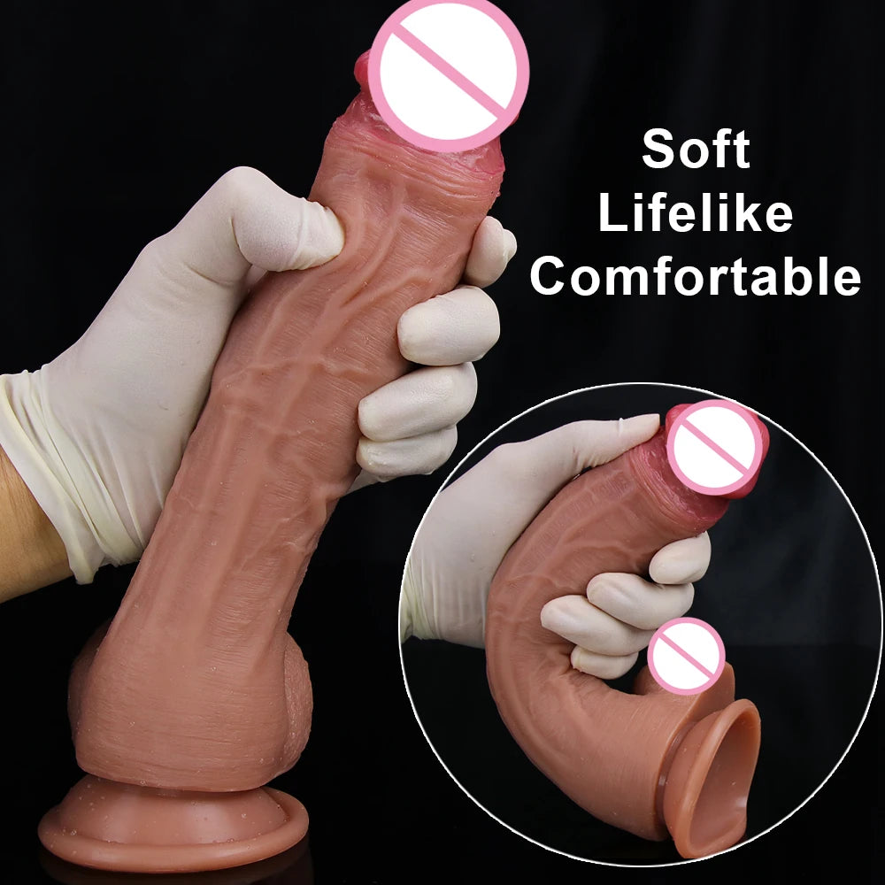 32CM Realistic Silicone Dildo Super Large Penis Sex Toy For Men Women With Thick Glans Real Dong Powerful Suction Cup Stiff Cock