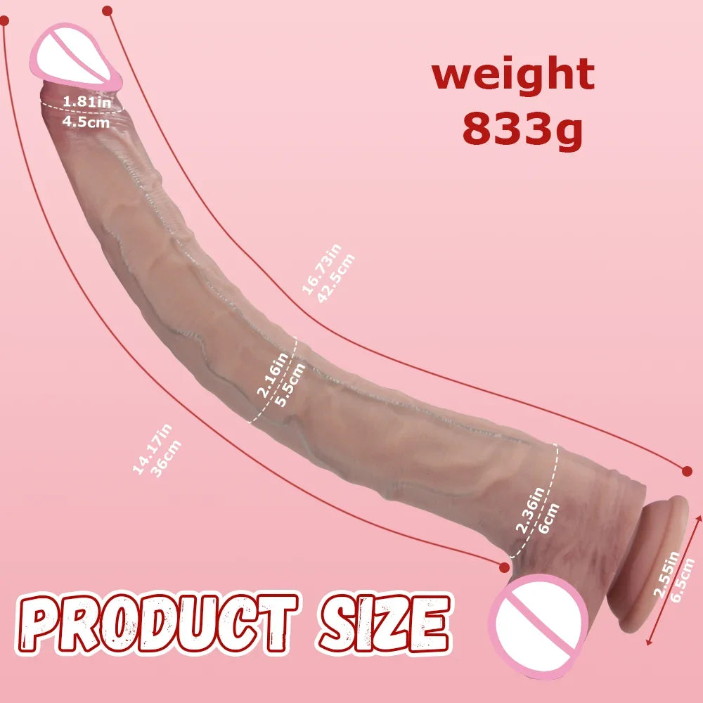 Realistic Dildo Long Penis Dildo Sex Toys Silicone Big Dildos Lifelike Giant Dildo for G Spot and Anal Play with Suction Cup